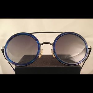 Wildfox Sun "Winona" Round Aviator Blue Daz/Black